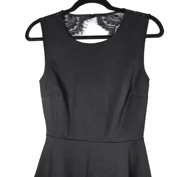 Lulus Black Fit & Flare Lace Back Mini Dress — Size Small - Picture 5 of 9